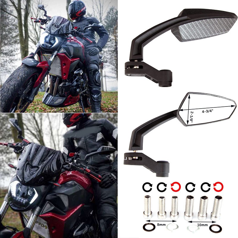 MISS MOLY 8mm 10mm Carbon Motorcycle Rearview Side Mirrors For Honda Grom CRF250L Kawasaki Yamaha - Image 4